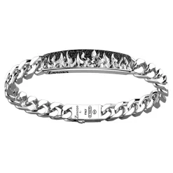 Bracciale Zancan a grumette in argento con targa e fiamme.