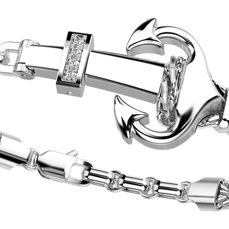 Bracciale Zancan con ancora in argento e pietre.