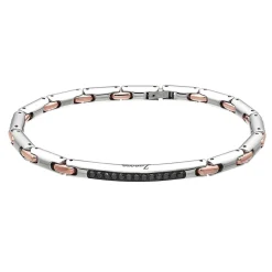 Bracciale Zancan in acciaio con pietre nere.