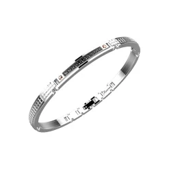 Bracciale Zancan in acciaio e pietre nere.