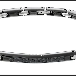 Bracciale Zancan in acciaio con pietre nere.