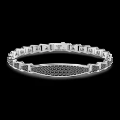 Bracciale Zancan in argento con targa e pietre nere.