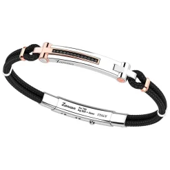 Bracciale Zancan in argento con inserti in oro 18k, pietre e kevlar.