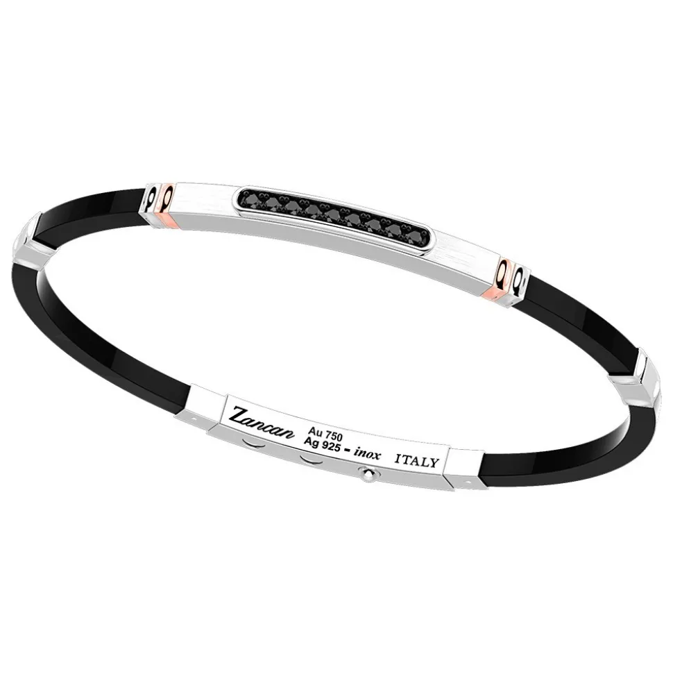 Bracciale Zancan in argento con inserti in oro 18k, pietre e silicone.