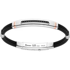 Bracciale Zancan in argento con inserti in oro 18k, pietre e silicone.