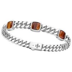 Bracciale Zancan in argento con tre pietre occhio di tigre.