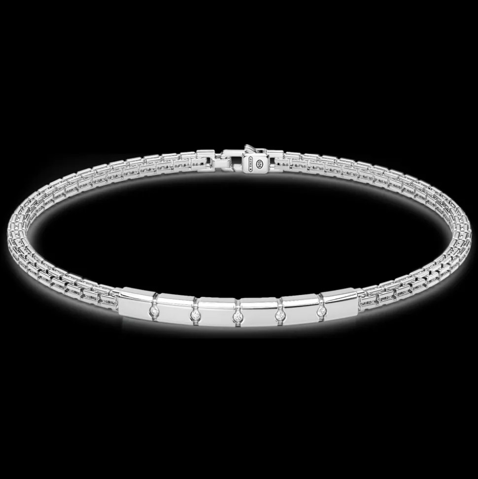 Bracciale Zancan in argento con targa e pietre bianche.
