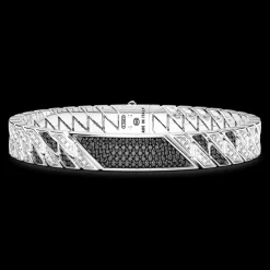 Bracciale Zancan in argento con pietre e targa centrale.