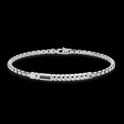 Bracciale Zancan in argento con targa e pietre nere.