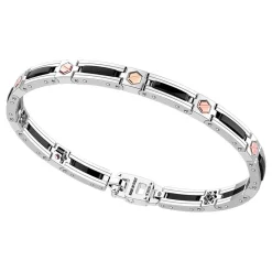 Bracciale Zancan in argento e ceramica con viti in oro rosa.