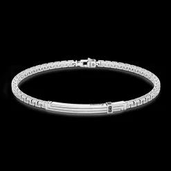 Bracciale Zancan in argento con targa e pietre nere.