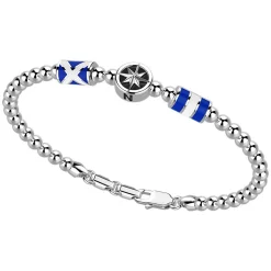 Bracciale Zancan in argento a sfere con bandiere nautiche e rosa dei venti.