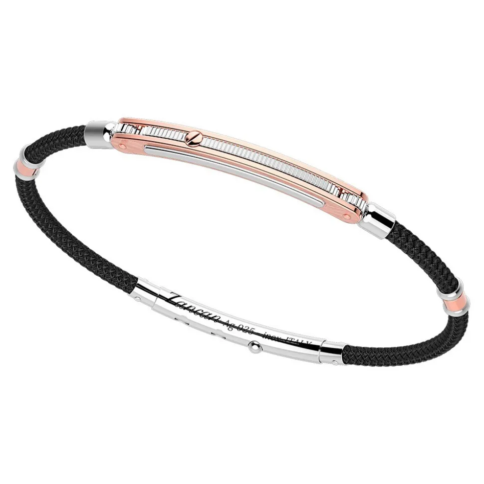 Bracciale Zancan in argento con inserti in oro 18k e kevlar.