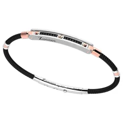 Bracciale Zancan in argento con inserti in oro 18k, pietre e kevlar.