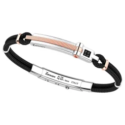 Bracciale Zancan in argento con inserti in oro 18k e kevlar.