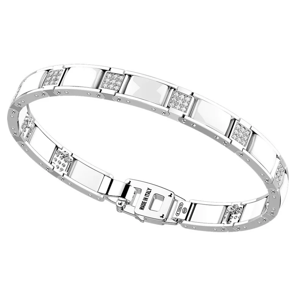 Bracciale Zancan in argento e ceramica con pietre.
