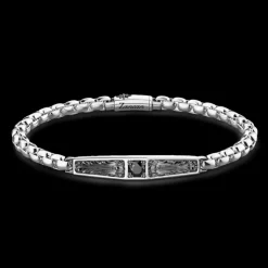 Bracciale Zancan in argento con targa e pietra nera.