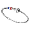 Bracciale Zancan in argento a sfere con bandiere nautiche e ancora con pietre nere.