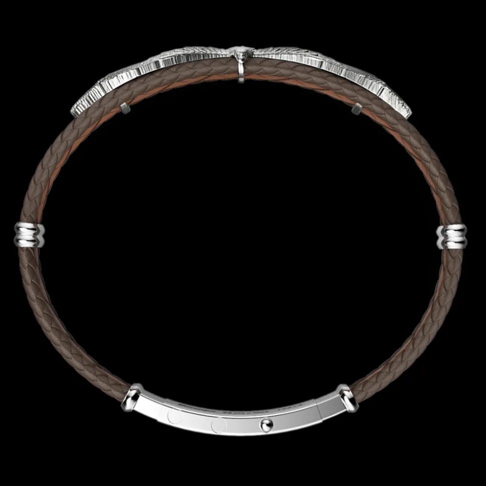 Bracciale Zancan in argento e pelle con aquila.
