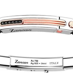 Bracciale Zancan in argento con inserti in oro 18k, pietre e kevlar.