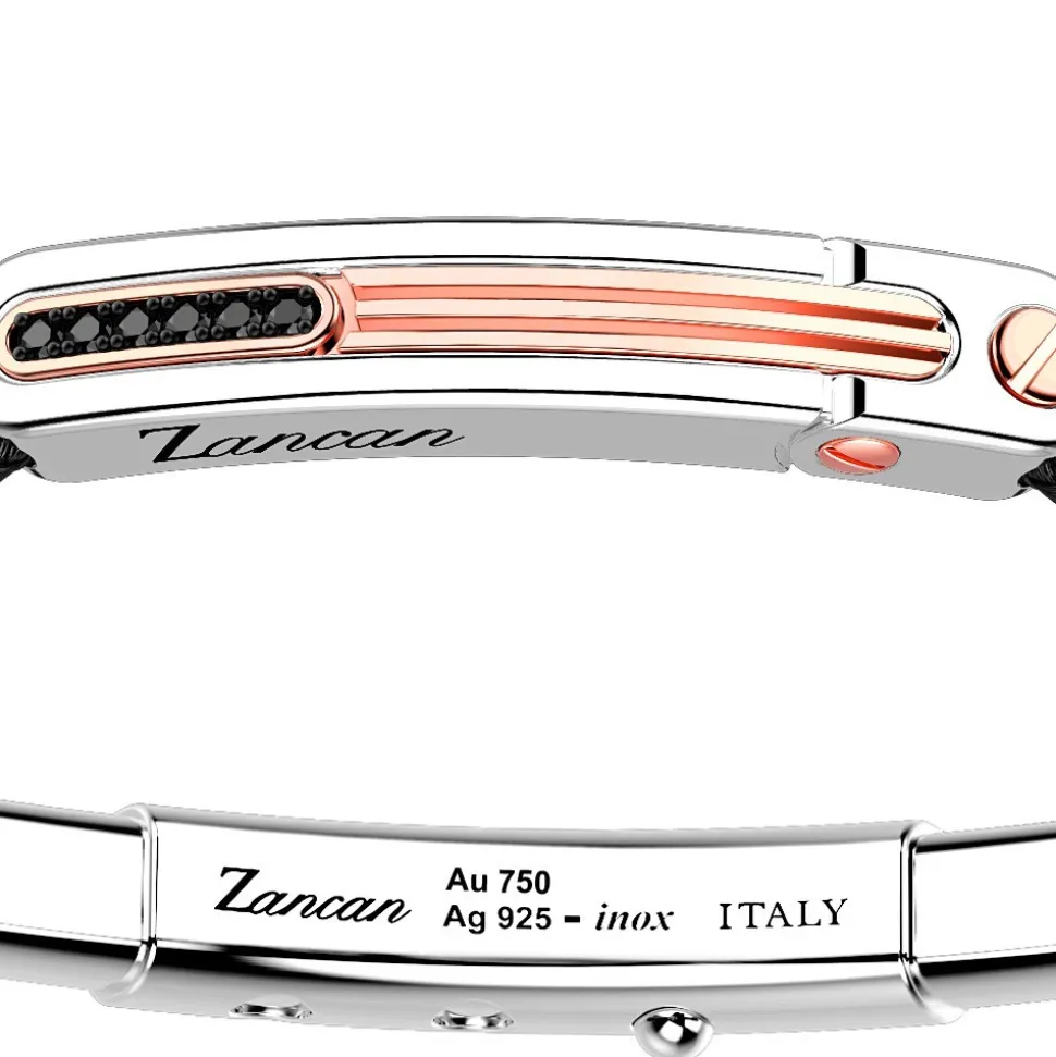 Bracciale Zancan in argento con inserti in oro 18k, pietre e kevlar.
