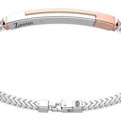 Bracciale Zancan in argento con targa ed inserti in oro rosa.