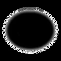 Bracciale Zancan in argento con targa e pietre nere,
