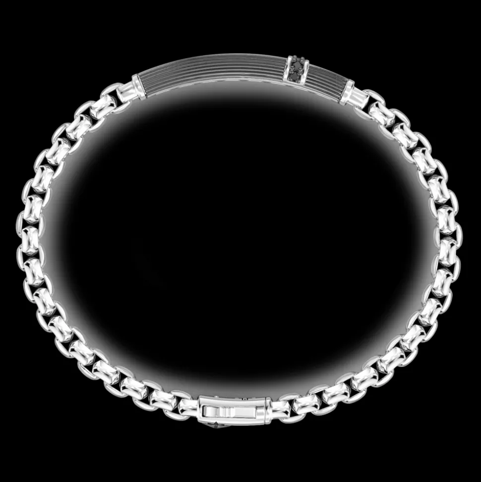 Bracciale Zancan in argento con targa e pietre nere,