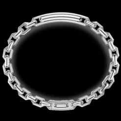 Bracciale Zancan in argento con targa e pietre nere.