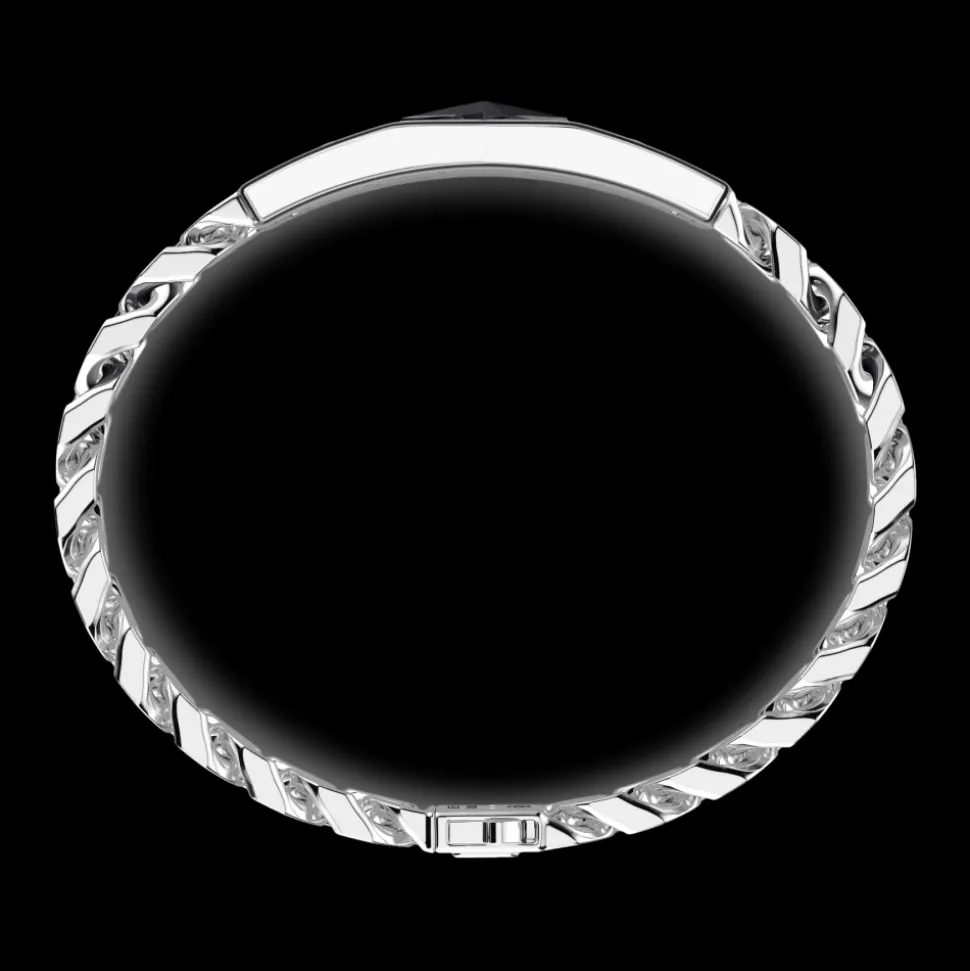 Bracciale Zancan in argento con maglia grumette e targa con rosa dei venti in ceramica.