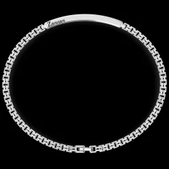 Bracciale Zancan in argento con targa e pietre nere.