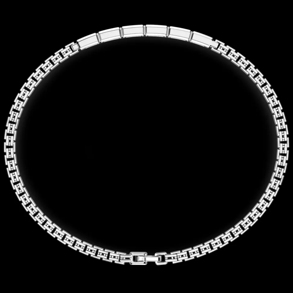 Bracciale Zancan in argento con targa e pietre bianche.