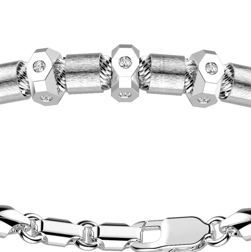 Bracciale Zancan in argento a sfere con inserti satinati.
