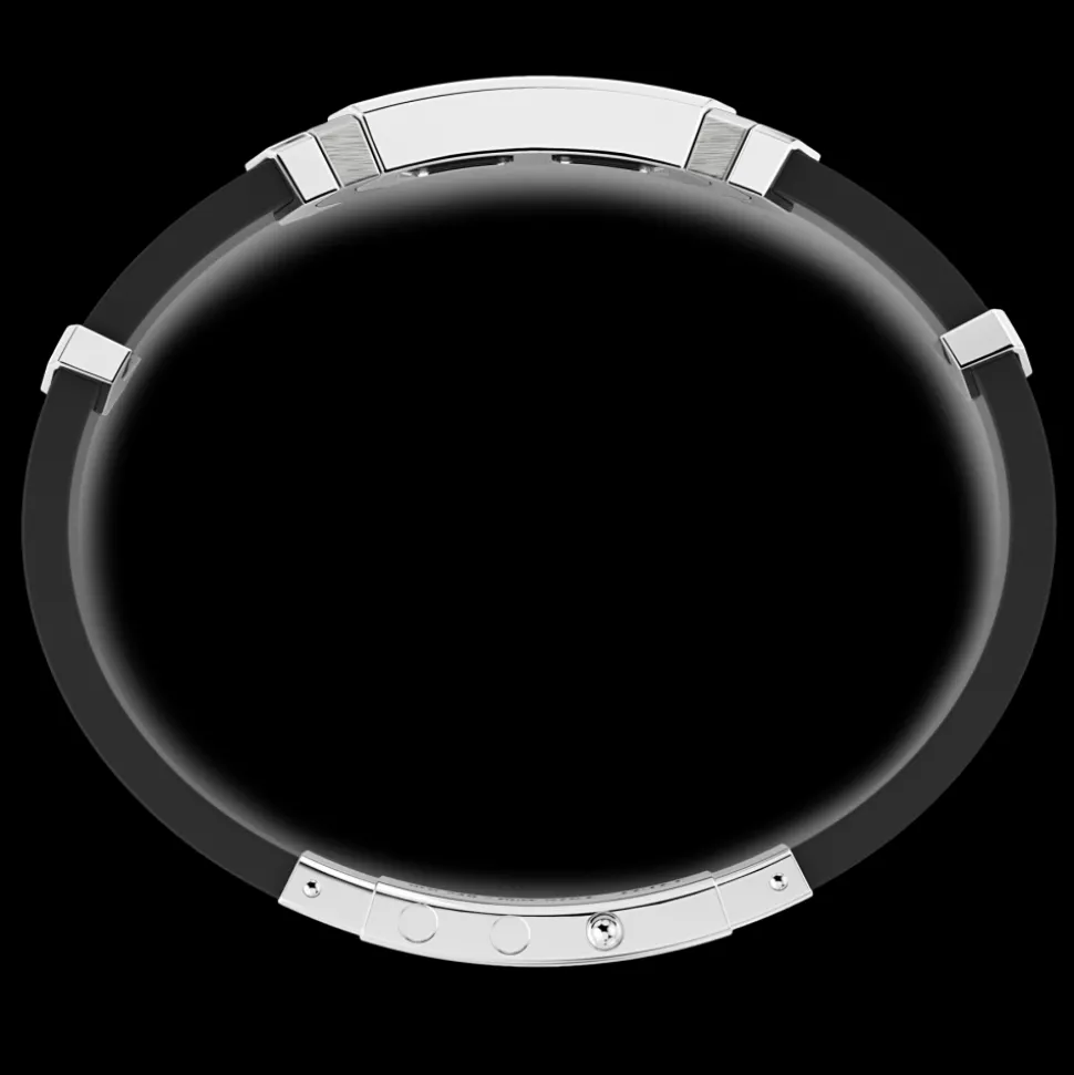 Bracciale Zancan in argento e silicone nero con targa.