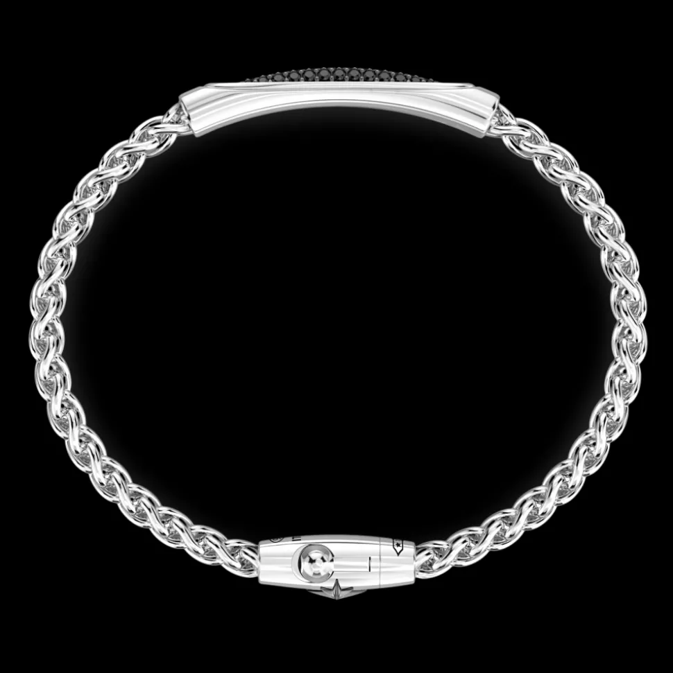 Bracciale Zancan in argento con targa e pietre nere.