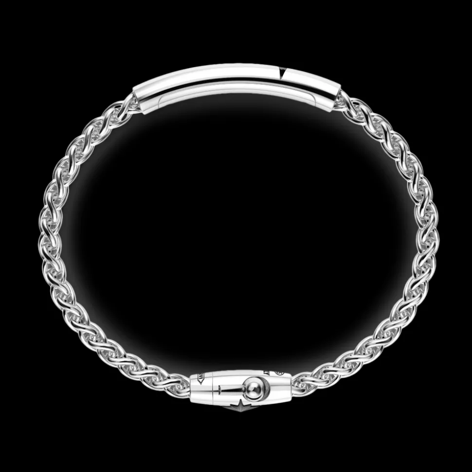 Bracciale Zancan in argento con targa e pietra nera.