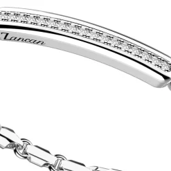 Bracciale Zancan in argento a sfere con targa e pietre bianche.