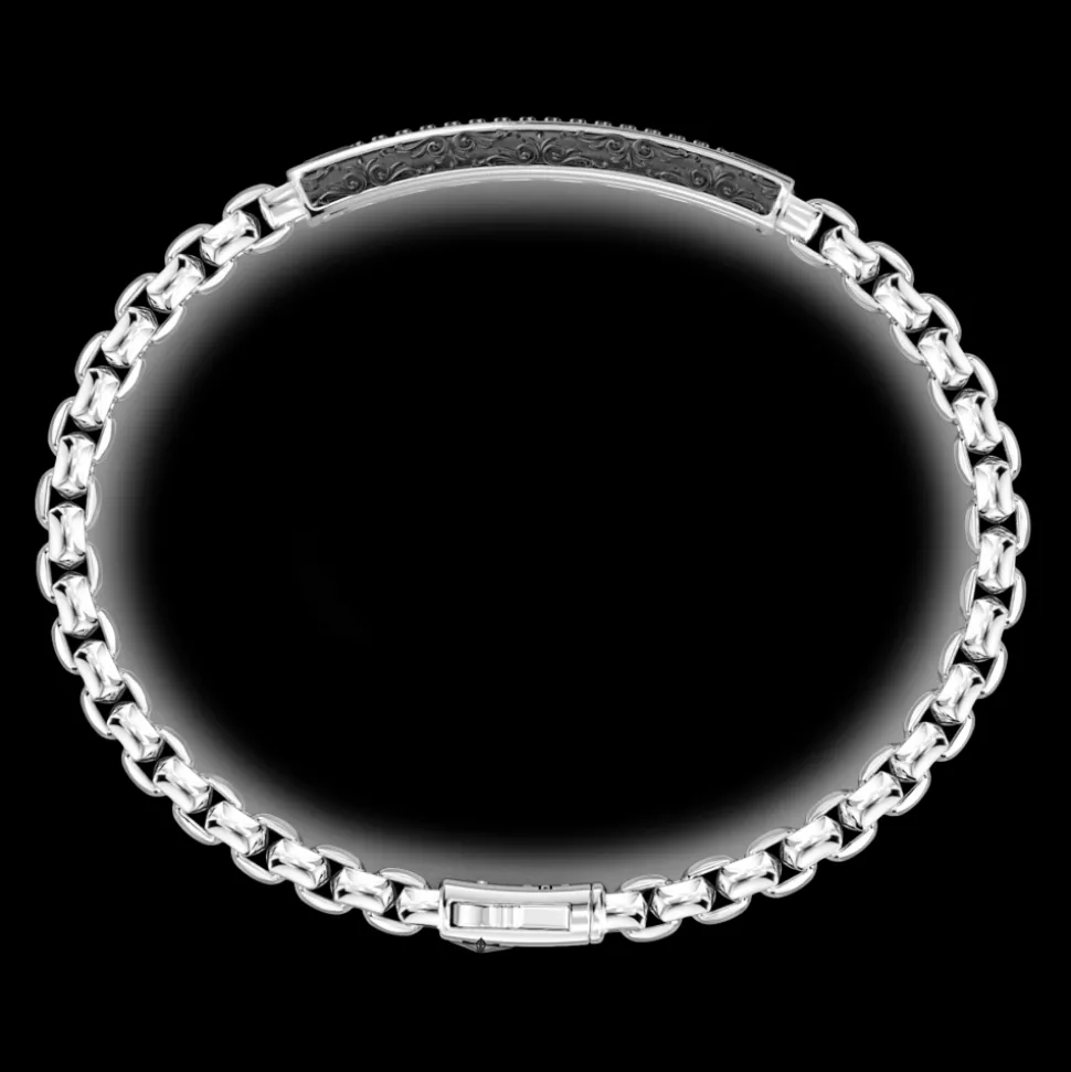 Bracciale Zancan in argento con targa e pietre nere.