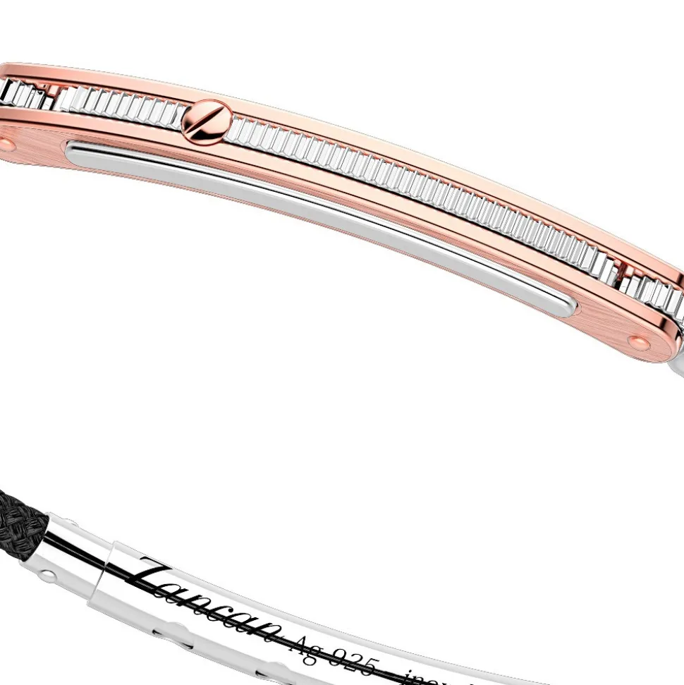 Bracciale Zancan in argento con inserti in oro 18k e kevlar.