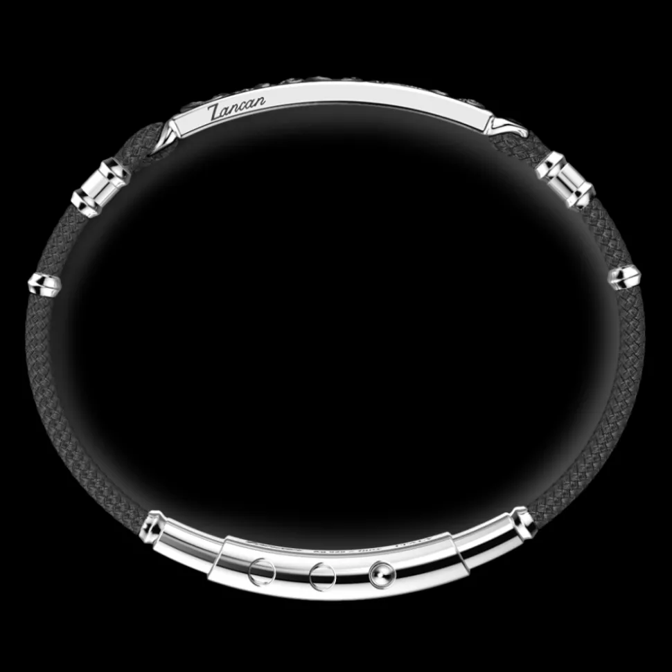 Bracciale Zancan in argento, kevlar e pietre nere.
