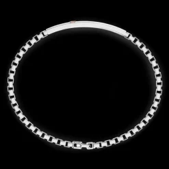 Bracciale Zancan in argento con targa, pietre nere e vite in oro rosa.