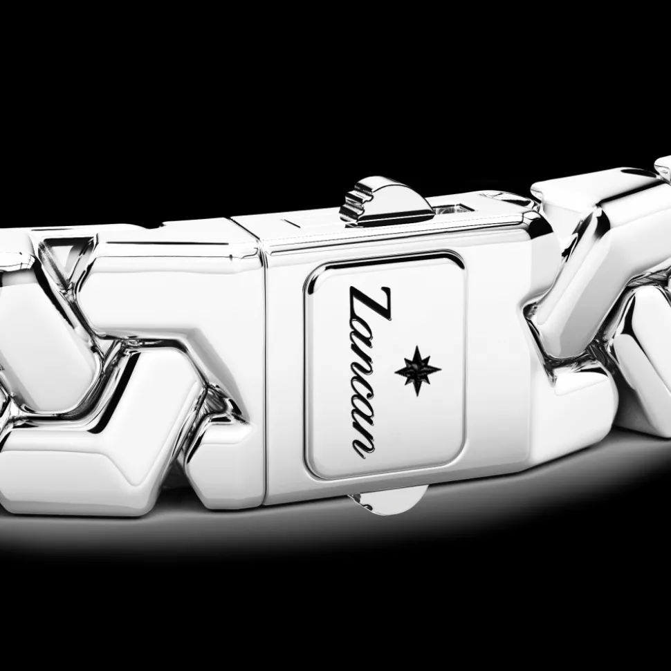 Bracciale Zancan in argento con pietre e targa centrale.