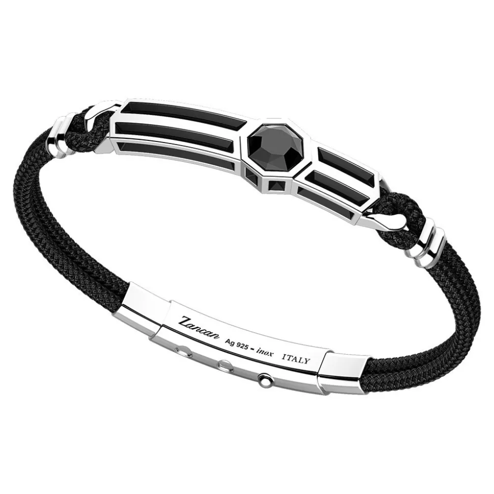 Bracciale Zancan in kevlar con targa in argento e onice.