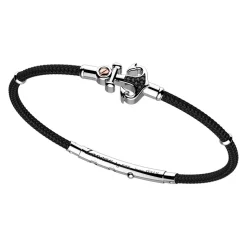 Bracciale Zancan in kevlar con ancora in argento e pietre nere.