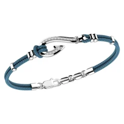 Bracciale Zancan in kevlar con amo in argento e pietre bianche.
