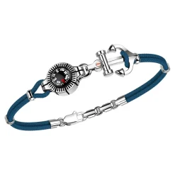 Bracciale Zancan in kevlar con ancora in argento e bussola.