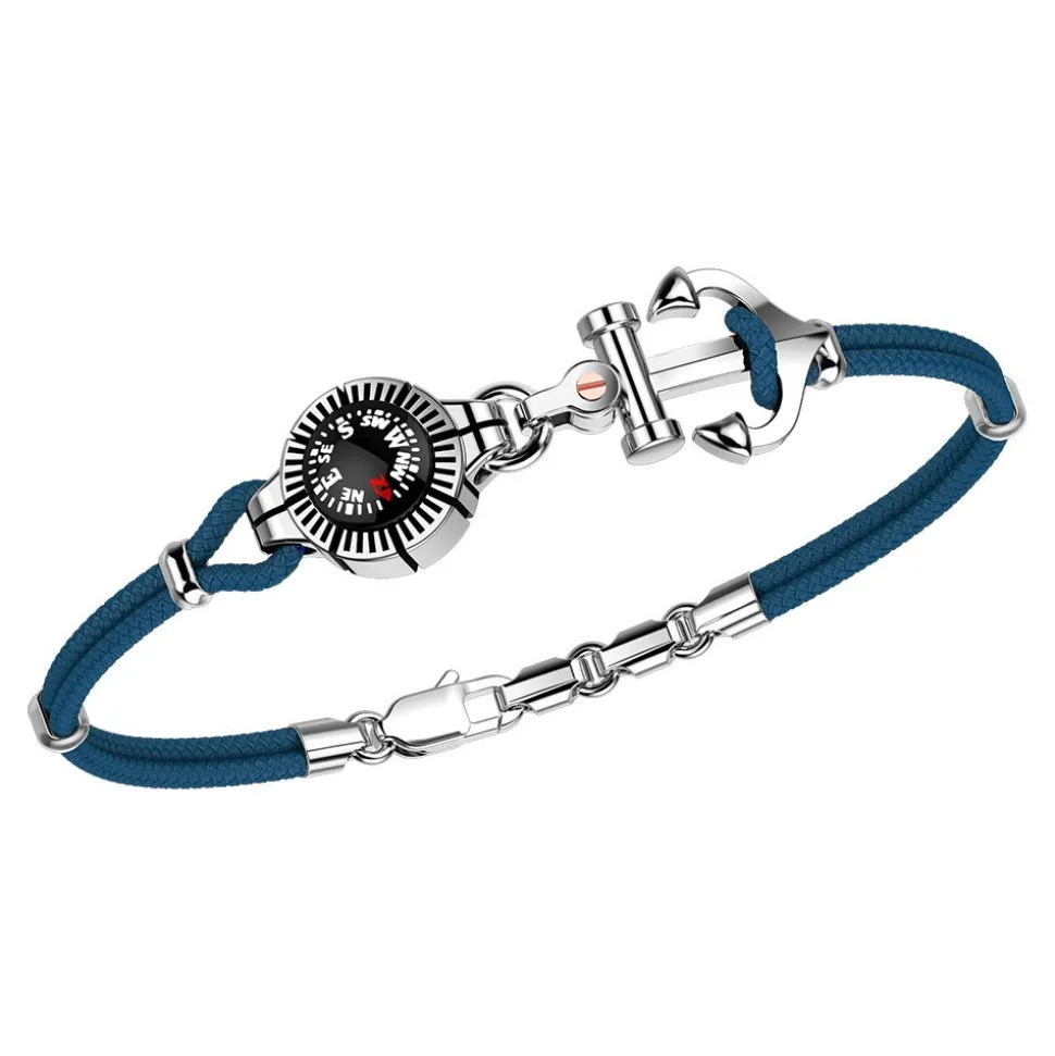 Bracciale Zancan in kevlar con ancora in argento e bussola.