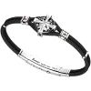 Bracciale Zancan in kevlar con rosa dei venti in argento.