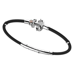 Bracciale Zancan in kevlar con ancora in argento e pietre bianche.