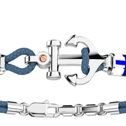 Bracciale Zancan in kevlar con ancora in argento e bandiere nautiche.